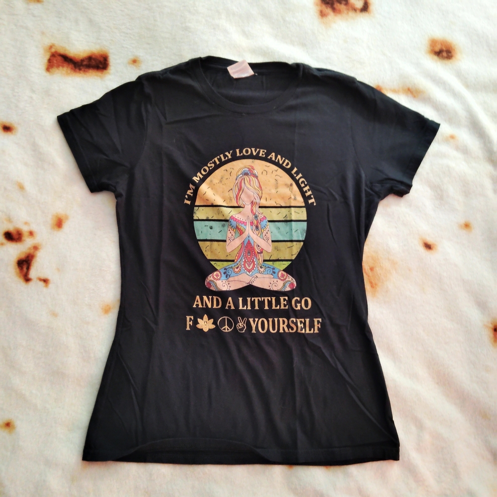 🖤3for25🖤 Graphic Yoga Tee Boho with Colorful Print And Phrase